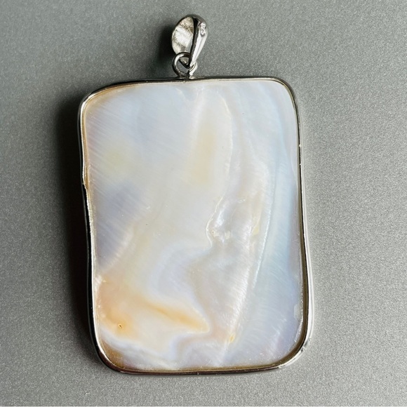 Blister Pearls Mother Of Pearl Shell Rectangle Pendant With Sterling Sil… - Picture 5 of 7